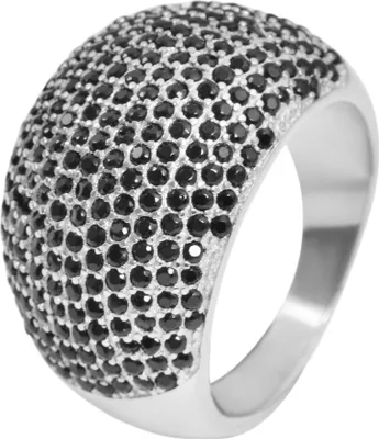 Produktbild von 925/- Echt Silber Ring "Aniana", schwarzer Zirkoniabesatz, 925/rhodiniert