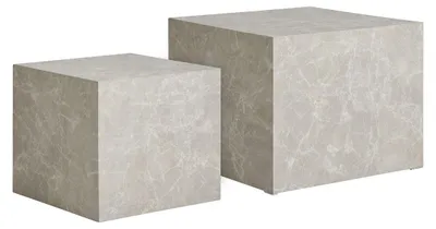 Productafbeelding van Salontafels Prague in beige marmerlook — Set van 2, Ø40×36 en Ø50×40 cm