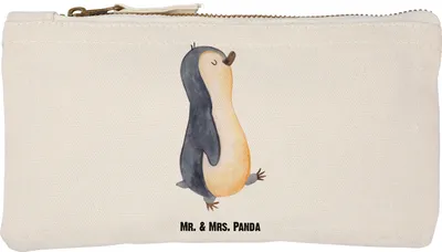Produktbild von Mr. & Mrs. Panda Kosmetiktasche Pinguin marschieren Größe S Klein - Weiß - Geschenk, Familie, Langschläfer, aufbewahrungstasche, Pinguine, Pouch, Stiftemäppchen