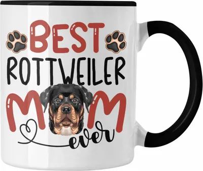 Produktbild von Trendation - Rottweiler Mom Besitzerin Tasse Geschenk Lustiger Spruch Geschenkidee Besitzerin Rottweiler Mama (Schwarz)