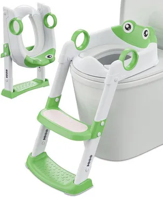 Produktbild von Toilettensitz für Kinder mit Tritthocker - Grün/Weiß