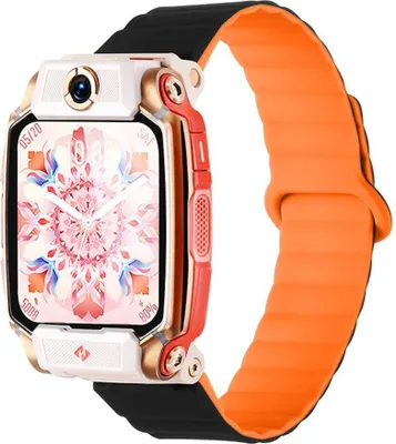 Produktbild von Magnetisches Silikon Armband für Imoo Watch Phone Series Two Color Schwarz / Orange