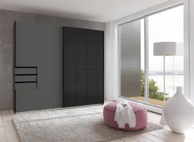 Produktbild von Schwebetürenschrank Kleiderschrank Schrank Schlafzimmer Möbel "Susanetta I" Graphit
