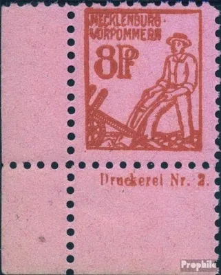 Produktbild von Briefmarken Sowjetische Zone (All.Bes.) 1945 Mi 11DZ mit Druckereizeichen postfrisch Mecklenburg 1.Ausgabe