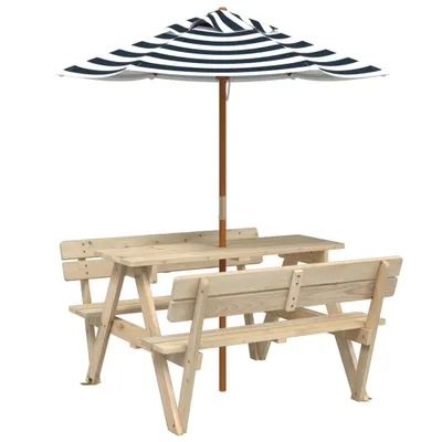 Immagine prodotto di Tavolo da Picnic per 4 Bambini con Ombrellone Legno di Abete