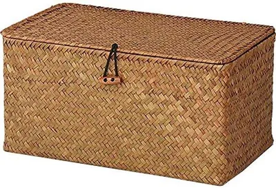 Produktbild von Famanu Aufbewahrungskorb aus Seegras mit Deckel - rechteckig, 30 x 18 x 15 cm