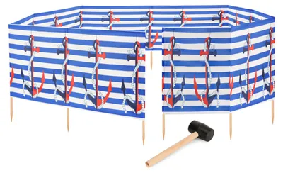 Produktbild von Garronda Strand Windschutz Sichtschutz 15m lang plus Gummihammer GAEX001 (Streifen/Anker, 15 m)