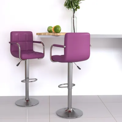 Image de Maison Exclusive - Lot de 2 tabourets de bar en similicuir violet