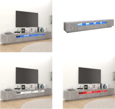 Produktbild von vidaXL TV Schrank mit LED Leuchten Betongrau 260x35x40 cm - TV-Schrank - TV-Schränke - TV-Schrank Mit LED-Leuchte - TV-Schrank Mit LED-Leuchten