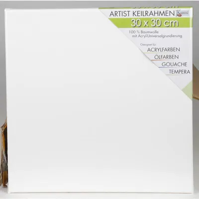 Produktbild von 12 Stück Keilrahmen 30 x 30 cm Leinwand Künstlerbedarf Maltuch 100% Baumwolle