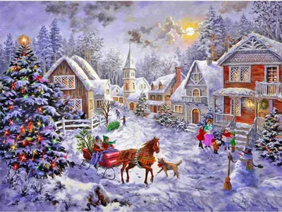 Produktbild von Überraschung in der Tasche Frohe Weihnachten Diamond Painting DIY 5D Kreuzstich Wanddekoration Für Stickerei Malerei Deko Mit Kleben Diamant Bilder Bilder Set (A Hof, 30 * 40cm)