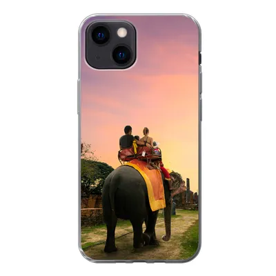 Produktbild von MuchoWow® Handyhülle Schutzhülle Hülle für iPhone 13 mini Elefant - Tiere - Dorf - Natur Silikon Softcase Handy Hülle - Softcase