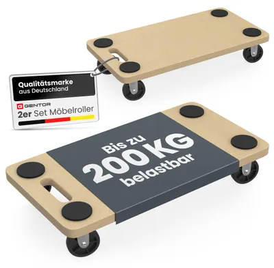 Produktbild von Möbelroller 2er Set bis 200 kg – Rollbrett mit 360° Rollen, Anti-Rutsch