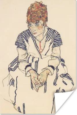Produktbild von MuchoWow® Poster Porträt von Edith Schiele, der Frau des Künstlers - Egon schiele 120x180 cm - Kunstposter