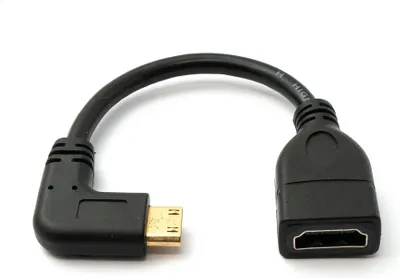 Produktbild von SYSTEM-S HDMI 1.4 Kabel 17 cm Mini Stecker zu Standard Buchse Winkel Adapter in Schwarz