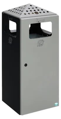 Produktbild von Eckiger Kombiascher mit Einflügeltür + Deckel |80 Liter, HxBxT 92x40x40cm | Edelstahl | Grau