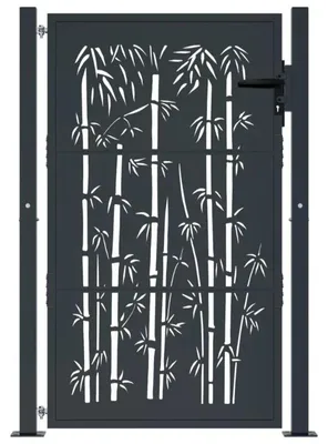 Obrázek produktu pro Zahradní branka – plastový plot – bambusový design – 100 x 125 cm – odolný proti povětrnostním vlivům – armádní zelená