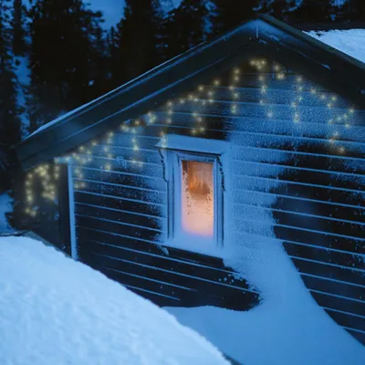 Produktbild von Lichtervorhang Eisregen, ca. 585 x 52 cm mit 180 warm-weißen LEDs