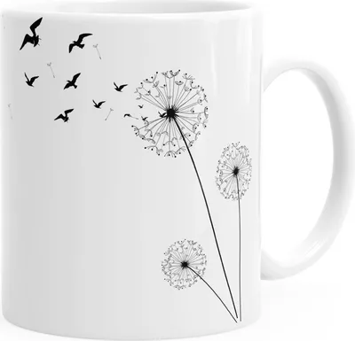 Produktbild von Kaffee-Tasse Pusteblume Birds Dandelion Vögel glänzend Teetasse Keramiktasse Autiga® weiß unisize