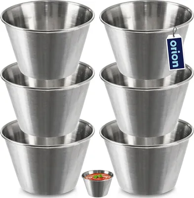 Produktbild von Orion Edelstahlschüssel Servierschälchen Dipschale Schüssel Soßenschale Edelstahl 9,5 cm 240 ml 6 Stk.
