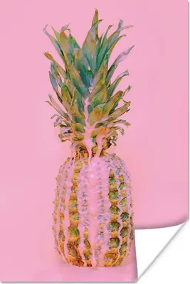 Produktbild von MuchoWow® Poster Farbe - Ananas - Rosa - Sommer 80x120 cm - Papierdruck