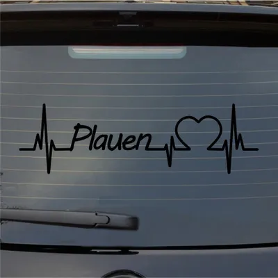 Produktbild von Heckscheibenaufkleber Plauen Herzschlag Puls Stadt Liebe 55x16 cm Schwarz Glanz Auto Aufkleber Sticker