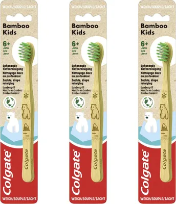 Produktbild von 3 x Colgate Zahnbürste Bamboo Kids sanft 1er Pack