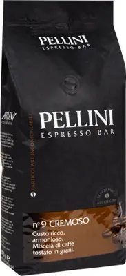 A black bag of Pellini Espresso Bar coffee beans.