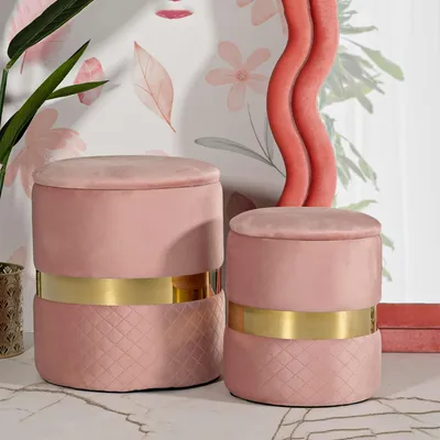 Immagine prodotto di Maun - Pouf Contenitore, 37x37x42h cm Rosa, set da 2