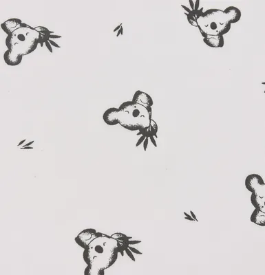 Produktbild von Baumwollstoff Meterware Koala Eukalyptus weiß dunkelgrau 1,50m