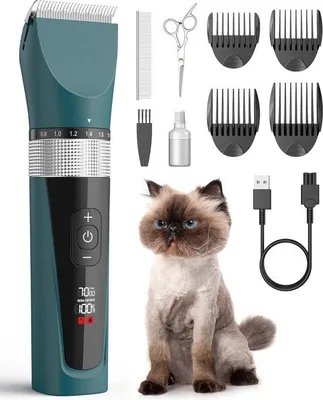 Obrázok produktu pre Strihač pre mačky s hustou srsťou, 5 rýchlostí, tiché bezdrôtové strihanie dlhých chlpov, strihanie pre domáce zvieratá s vodotesnosťou IPX6