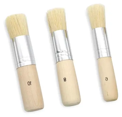 Produktbild von 3er Set Schablonierpinsel aus Holz mit Naturborsten für Acryl- und Ölmalerei