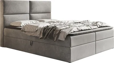 Image de AX LIVING Lit boxspring Bonio III - 180cm de large Confort de sommeil Gris clair