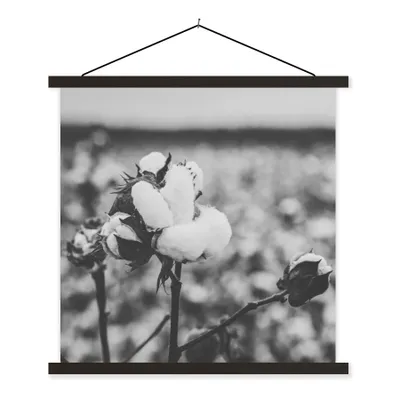 Produktbild von MuchoWow® Textilposter Baumwolle - Pflanzen - Schwarz - Weiß 40x40 cm mit schwarzem Rahmen - Fotos