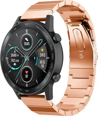 Produktbild von Strap-it Metallarmband - Kompatibel mit Honor Magic Watch 2 Armband 42mm Ersatzarmband Edelstahl Smartwatch Hochwertiges Material Faltschließe für Armband Rosa gold