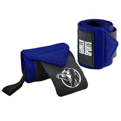 Produktbild von GORILLA SPORTS®  Handgelenk Bandagen - 45x8cm, Baumwolle, Klettverschluss, Farbwahl - Handgelenkstütze Sport, Gym Wrist Wraps, Bodybuilding Zubehör