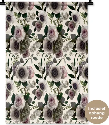 Produktbild von MuchoWow® Wandteppich Wandbehang Blumen - Rosen - Blätter 60x90 cm Tapisserie Dekoration Wandtuch - Foto-Teppich - Abwaschbar