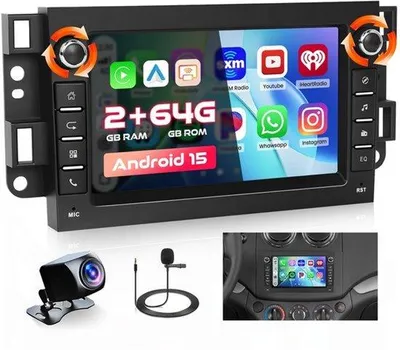 Zdjęcie produktu dla Radio samochodowe 7-calowe z ekranem dotykowym, 2+64G, obsługujące bezprzewodowe CarPlay i Android Auto, Bluetooth, nawigację GPS, Wi-Fi, korektor dźwięku oraz kamerę cofania