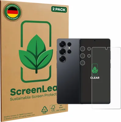 Produktbild von 2x ScreenLeaf Schutzfolie für Samsung Galaxy S25 Ultra (Display+Kamera) nachhaltiger Displayschutz Display Schutz Folie Klar Transparent