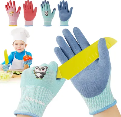 Obrázek produktu pro Dětské rukavice odolné proti proříznutí, splňují normy EU, vhodné pro venkovní cyklistiku, zahradničení, ruční práce a další. 2 páry, XS, S, M, L