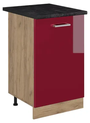 Obrázok produktu pre Kuchynská spodná skrinka Vicco R-Line Červený vysoký lesk/Dub Goldkraft 50 cm antrasiitti työtaso, Model 70370