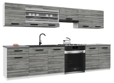 Immagine prodotto di Belini - Angolo cottura moderno ITALIA 4 - Mobili da cucina 260 cm Grigio Glamour - Cucina componibile con pensili, mobili base e piani di lavoro