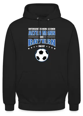 Produktbild von Spreadshirt Alter Mann Bayern Fußball Fan Uni Hoodie, S, Schwarz