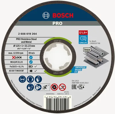 Immagine prodotto di PRO Disco da taglio X-Lock in acciaio inox e metallo, 125 x 1 x 22,23 mm, diritto