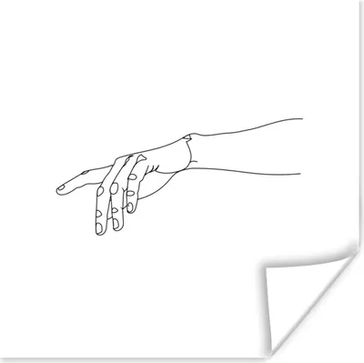 Produktbild von MuchoWow® Poster Finger - Hand - Strichzeichnung 50x50 cm - Wohnzimmerdekoration