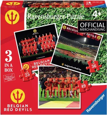 Productafbeelding van Ravensburger Puzzel Voetbal: 3 puzzels - Belgische Duivels - 25 stukjes