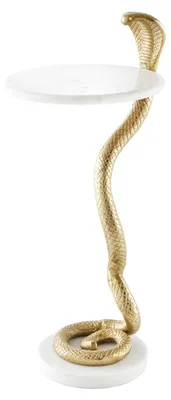 Zdjęcie produktu dla Stolik pomocniczy 60 cm, marmur, złoty, nowoczesny, do salonu – KUP TERAZ