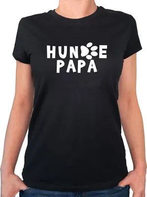 Produktbild von Huuraa Damen T-Shirt Hundepapa Tapse XL Black Bio Baumwolle Fairtrade Damenshirt Geschenkidee