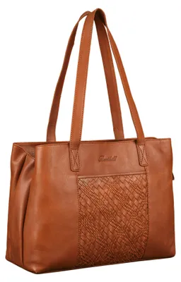 Produktbild von Benthill Damen Tasche Leder - Handtasche aus echtem Rindsleder - Große Schultertasche mit Reißverschluss - Vintage Umhängetasche XL