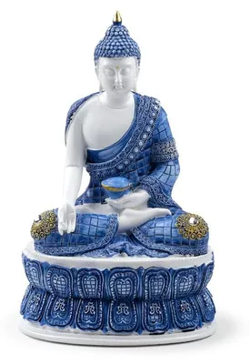 Obrázok produktu pre Soška – Budha na lotose – bielo-modrá, 26,5 cm